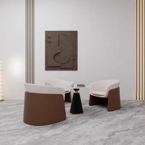 Modern Minimalist Wooden Armchair Lounge Chair Soft Fabric Upholstery Living Room Furniture - Product Image 2