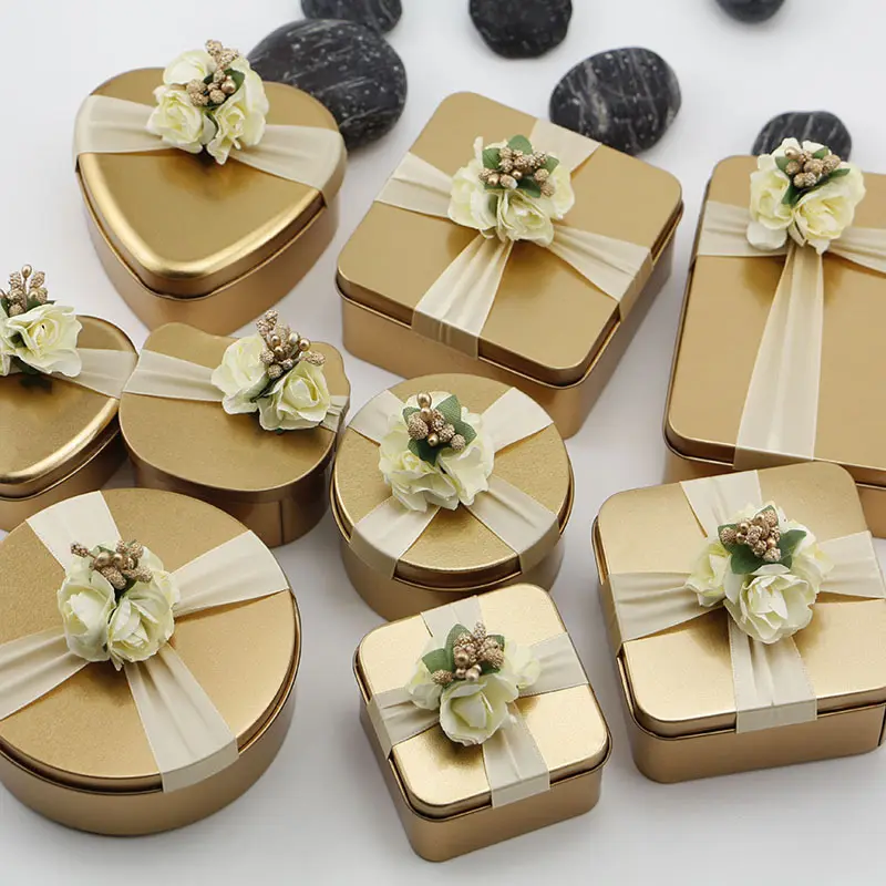 Cooki-cajas de lata de Metal con forma de corazón para regalo de boda, bote de Metal de grado alimenticio para dulces, menta, invitados, recuerdo de boda, directo de fábrica
