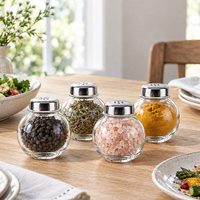 Lot de salières et poivrières en verre de 3 oz pour table, avec couvercle en acier inoxydable, distributeur d'épices, vente en gros, OEM