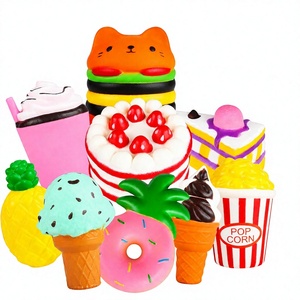 Juego de 9 Peluches Jumbo de Levantamiento Lento, Suaves y Kawaii, con Formas de Hamburguesa, Palomitas, Pastel, Helado y Donut, Juguetes Antiestrés para Niños - Product Image 1