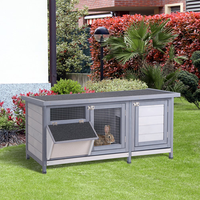 En gros, Cage à lapins moderne en bois de sapin, avec mangeoire, toit imperméable, pour intérieur et extérieur, porte en maille, tout inclus