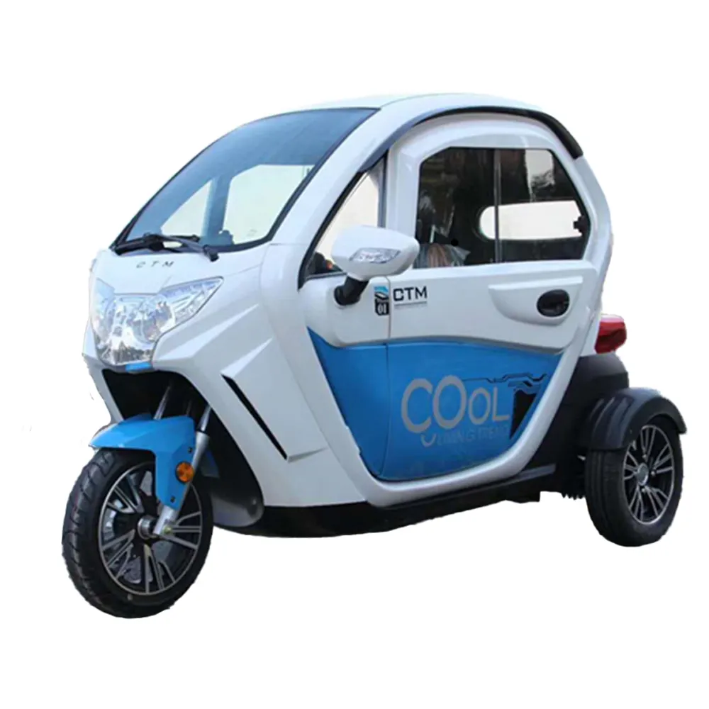 China New Energy Solar Panel High power and low price 3 passengers enclosed electric tricycle for aged