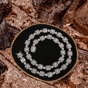 Collier chaîne en moissanite, argent sterling 925 avec plaqué rhodium, coupe marquise et ronde, collier fin pour mariée - Product Image 3