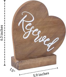 Letreros reservados de madera en forma de corazón rústico para mesas para restaurantes y bodas - Product Image 2
