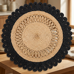Star Hometex High Demand Rectangle Jute Area <b>Rug</b> Handcrafted Braided Modern Style Floral Washable Non-Slip Flat Pile <b>Black</b> - Product Image 3