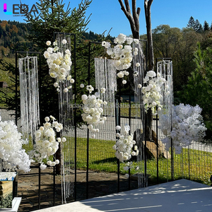 LEDA Factory Custom Wedding Party Black Metal Frame <b>Backdrop</b> <b>Stand</b> Set with Crystal Bead Curtain - Product Image 1