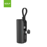 Certifié en gros petites banques d'alimentation Type C câble intégré Portable Power Pack Mini 5000mAh Power Bank avec câble