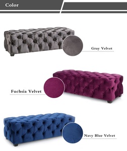 Winforce Fábrica Barato Terciopelo moderno Tuffted Tapicería Moderno Chesterfield Muebles para el hogar Taburete <span class=keywords><strong>Banco</strong></span> Cama - Product Image 4