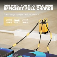 Cargador de Pared Rápido GaN con Enchufe USB C Retráctil, Puerto USB A Dual, Certificado BSCI, Enchufe para EE. UU., UE, Reino Unido y Australia, Logotipo OEM Gratuito para Dispositivos Móviles