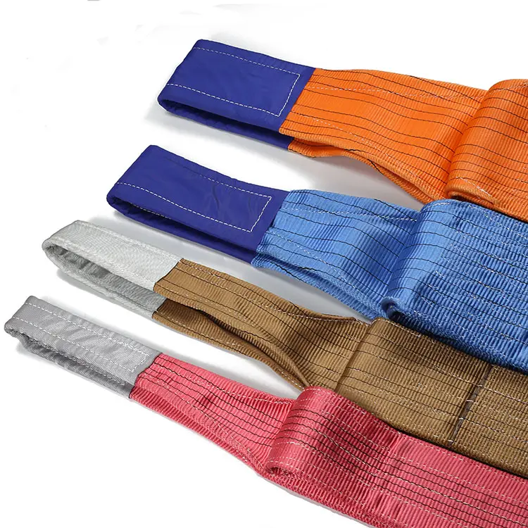 Cinturón de cabestrillo de elevación de varios colores, 1T-10T, cadena de cabestrillo de elevación, cinta de ojo plano, eslingas