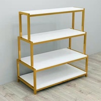Étagère de présentation trapézoïdale double face classique en bois et métal à 100 niveaux, multi-couches, montage facile, estampage à chaud électronique par pulvérisation