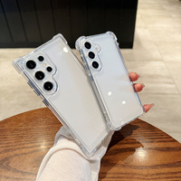 Étui de téléphone en TPU souple transparent anti-chute avec airbag renforcé aux quatre coins de luxe pour Samsung Galaxy S25 S24 S23 S22 S21 Ultra