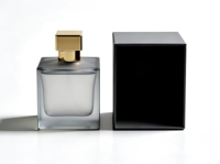 Flacon de parfum carré de luxe en gros, conteneur vide en verre pour parfum avec bouchon doré, boîte d'emballage personnalisée