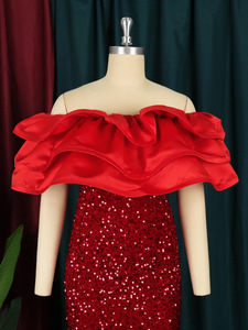 Nouveau automne une épaule moulante élégante robe à paillettes paillettes robes de <span class=keywords><strong>soir</strong></span>ée <span class=keywords><strong>pour</strong></span> les femmes - Product Image 5