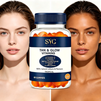 Gummies Accélérateurs de Bronzage OEM Tan Glow Vitamins – Produits de Beauté à base de Bêta-Carotène et Vitamine D pour un Teint Naturellement Hâlé – 60 Unités