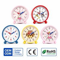 Horloge de table éducative pour enfants, design dessin animé mignon, avec fonction d'apprentissage de l'heure, mouvement analogique silencieux à aiguilles, veilleuse, OEM