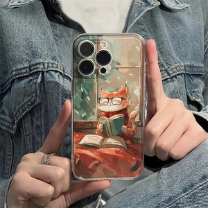 Đọc sách mèo in ấn không gian chống sốc TPU điện thoại di động Bìa trường hợp đối với <span class=keywords><strong>iPhone</strong></span> 8 x XR XS 11 12 13 14 15 16 17 Pro Max - Product Image 4