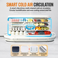 Réfrigérateur de présentation multi-étagères à rideau d'air pour supermarché, fruits, boissons, produits laitiers, aliments frais, épicerie