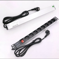 PDU 1U 19 pouces 8 ports type EU/français à montage en rack, unité de distribution d'alimentation en aluminium/plastique