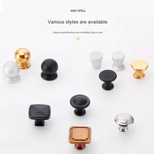 Puxador de Porta Nórdico de Luxo Leve com Furo Único, Clássico Moderno Americano em Liga de Alumínio Dourado e Preto para Armários de Sala de Estar e Closets - Product Image 1