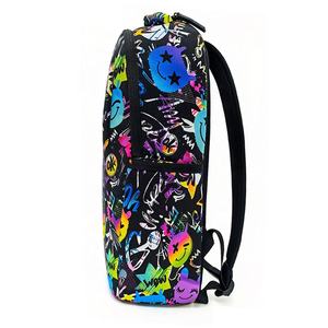 トレンディなスマイリーグラフィティバックパック、通気性のあるユース学生スクールバッグ、大型ラップトップバックパック、デイリーカジュアル旅行用パック - Product Image 2