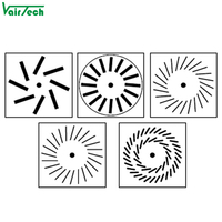 Diffuseur d'air carré pour plafond, en tôle galvanisée HVAC, avec pales réglables pour un flux d'air en spirale