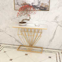Table de porche dorée nordique moderne, de luxe, moderne, en marbre, avec plancher mural, meuble d'extérieur