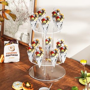 حامل مشروبات من طبقتين من الأكريليك لحمل كؤوس النبيذ والكوكتيل والشمبانيا للحفلات والأعراس والاحتفالات المدرسية - Product Image 3