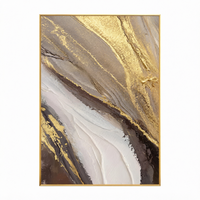 Peinture murale abstraite moderne en acrylique peinte à la main sur toile, or et gris, encadrée, pour salon, chambre et bureau de luxe