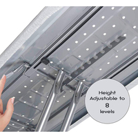 Planche à repasser pliable à trois niveaux réglable en métal avec 4 pieds en acier, type sur pied, pour la maison, la buanderie, le dortoir, incluant un porte-vêtements