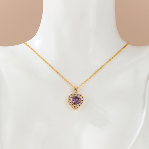 Wholesale Customizable 18K Gold Copper <strong>Micro</strong>-Inlaid Zircon Heart-Shape Pendant Necklace Link Chain for Parties <strong>Source</strong> Factory - Product Image 5