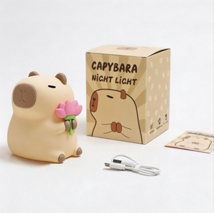 Lámpara Nocturna de Silicona con Forma de Capibara para Dormitorio, Lámpara LED Recargable por USB, Lámpara de Noche Suave con Forma de Animal para Niños - Product Image 6
