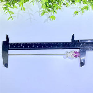 Оптовая продажа, шпилька из натурального хрустального цветка розы, заколка для волос с духовным исцеляющим камнем, радуга, флюорит, цветок для женщин - Product Image 5