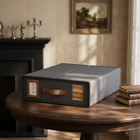 Boîte de rangement pliable et empilable pour draps de lit en tissu Oxford Rolyee moderne, avec poignée renforcée et fenêtre transparente, 38x32x11.5cm