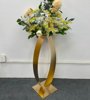 Support à fleurs de mariage moderne en fer plaqué or de haute qualité 30x50x120cm |   Centre de table de luxe pour la décoration d'événements