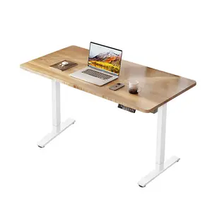 站立书桌电动高度可调，配有48x24英寸整件桌面人体工程学记忆控制器站立书桌