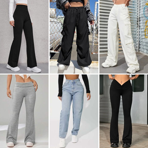 Jean décontracté pour femme, coupe droite, taille haute, en denim délavé, élastique, tendance, ajusté, modèle 2026, livraison aléatoire - Product Image 6