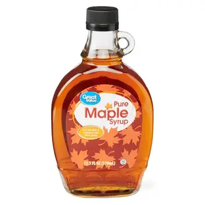 Botol kaca sirup Maple Kelas makanan tersedia untuk jus cokelat kopi kosong botol sirup kaca mewah bening untuk sirup