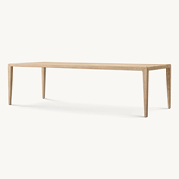 Table à manger nordique contemporaine en bois massif, design moderne en placage de chêne, écologique et durable, style croissant, pour appartement et hôtel
