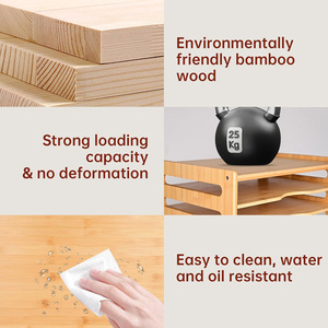 Estante de almacenamiento de bambú de 5 niveles con parte superior abierta, organizador de gabinete para utensilios de cocina, repostería y vajilla. - Product Image 3