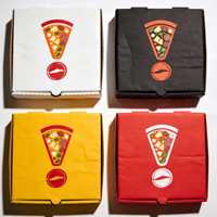 SP3869 Nouvelle conception, boîte à pizza colorée avec impression de logo personnalisée, fabricant puissant, boîte à pizza personnalisée avec logo