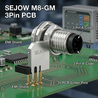 Connecteur blindé SEJOW M8-GM 3 broches A-Code PCB à angle droit IP67 avec broches dorées et verrouillage frontal IEC OEM Industriel