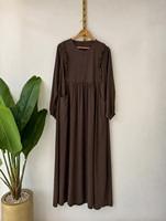 Robe longue modeste en mousseline double couche à manches volantées de haute qualité, vêtement islamique de Dubaï, Abaya fluide