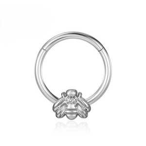 Anillos <span class=keywords><strong>de</strong></span> <span class=keywords><strong>Nariz</strong></span> <span class=keywords><strong>de</strong></span> titanio G23 Little Bee con bisagras Septum Clicker segmento oreja Tragus cartílago hélice labio cuerpo Piercing joyería pendientes - Product Image 4