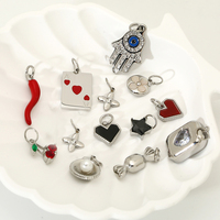 Summer New Product Incrusted Pearl Zircon Drip Oil Charm Acier inoxydable Cherry Heart Cross Chili Star DYO Pendant Accessories