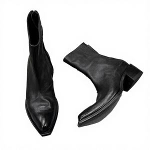 Botas Chukka de Tacón Cuadrado de Cuero Genuino de Alta Calidad, Estilo Retro Clásico para Hombre, con Punta Puntiaguda y Cierre de Cremallera, Tipo Chelsea - Product Image 3