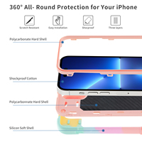 Étui de téléphone magnétique en silicone véritable imperméable anti-chute 3-en-1 robuste Rainbow pour 15 Pro Max
