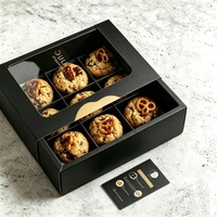 Boîtes à gâteaux roses personnalisées de qualité alimentaire pour pâtisserie, emballage à emporter pour desserts et donuts avec fenêtre transparente ondulée et autocollant