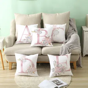 粉色字母枕头靠垫套沙发枕套靠垫涤纶枕套cuscini装饰