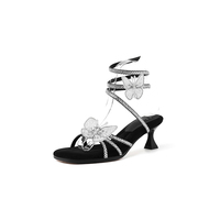 Sandales à talons hauts papillon de 6 cm - Tendance mode féminine, bout ouvert, à enfiler, antidérapantes, semelle souple, été, extérieur